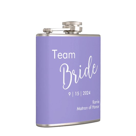 Team Bride Typografie Vinyl Wrapped Flask Flachmann (Rechts)