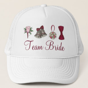 TEAM BRIDE Wedding Bells Rose Brautparty Truckerkappe