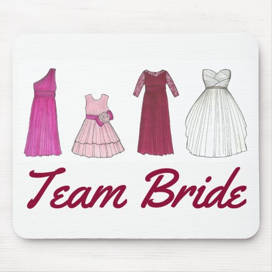 Team Bride Wedding Brautparty Gown Dress Mousepad (Vorne)