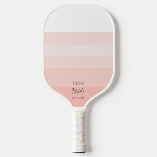 Team Bride Wedding Party Pink Stripe Personalized Pickleball Schläger (Vorderseite)