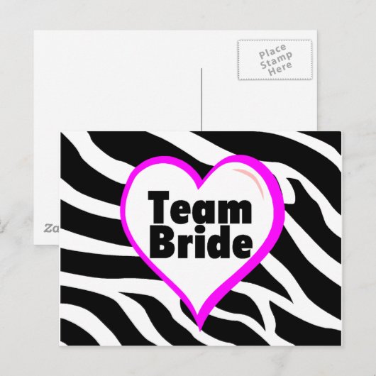 Team Bride (Zebra Print) Postkarte (Vorne/Hinten)