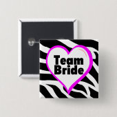 Team Bride Zebra Stripes Button (Vorne & Hinten)
