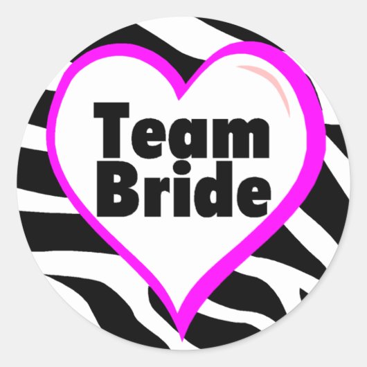 Team Bride Zebra Stripes Runder Aufkleber (Vorderseite)