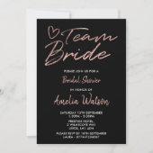 Team Bridge Imitats Rosegold Brautparty laden Einladung (Vorderseite)