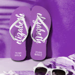 Team Bridge Lila und Personalisiert Badesandalen<br><div class="desc">Lila und weiß - oder eine beliebige Farbe - kippen Flops personalisiert mit Ihrem Namen und "Teambride" oder einer beliebigen Formulierung. Großartige Brautjungfrau,  Junggeselinnen-Abschied,  Flachschuhe für den Hochzeitsempfang oder ein lustiges Brautparty Gunst. Ändern Sie auch die Farbriemen und das Fußbett! Mehr Farben für Sie in unserem Geschäft gemacht.</div>