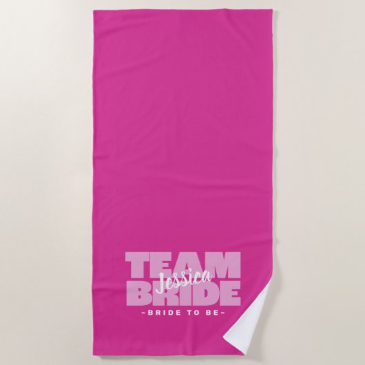 Team Bridge, um den Namen Wedding Chic Retro Rosa Strandtuch (Vorderseite)