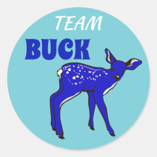 "Team Buck" Blue Gender Reveal Runder Aufkleber