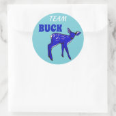 "Team Buck" Blue Gender Reveal Runder Aufkleber (Tasche)