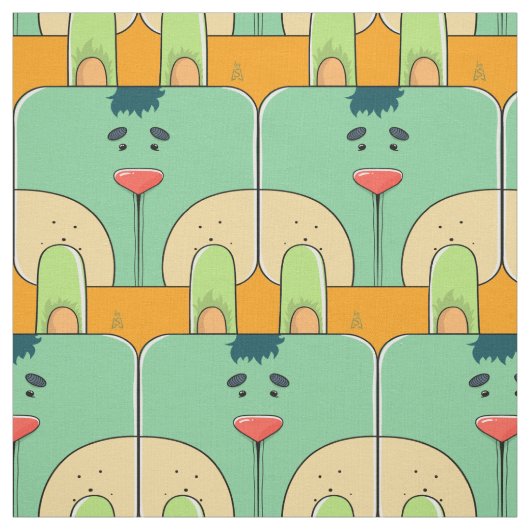 Team Bunny Face - Grün und Orange Stoff (Muster)
