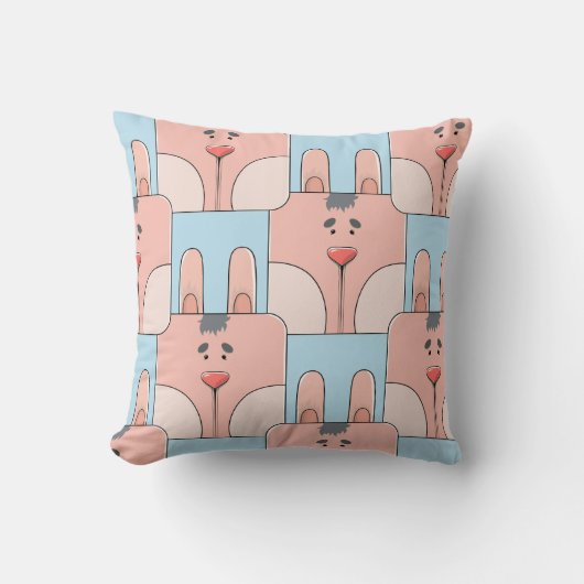 Team Bunny Face - Rosa und Blau Kissen (Vorderseite)