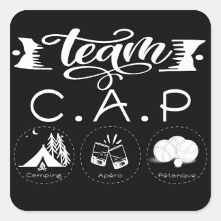 Team C.A.P Camping Apéro Pétanque Quadratischer Aufkleber