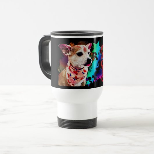 Team Carlos Chihuahua Retro Design Travel Mug Reisebecher (Vorderseite Links)