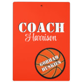 Team Coach Orange und White Basketball Persönlich Klemmbrett (Rückseite)