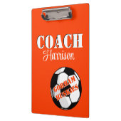 Team Coach Orange und White Soccer Personalisiert Klemmbrett (Links)