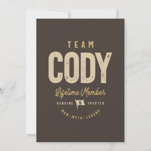 Team Cody Lebenslanges Mitglied Personalisierter N Einladung