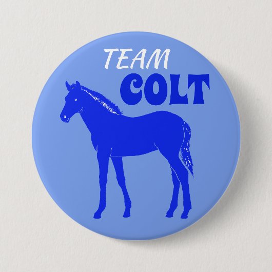 "Team Colt" Blue Gender Reveve Button (Vorderseite)