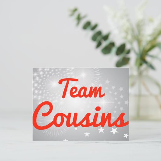 Team-Cousin Postkarte (Stehend Vorderseite)