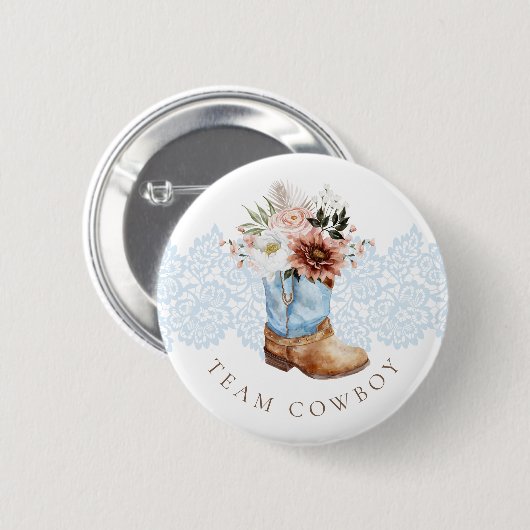 Team Cowboy Western Pink Boot Gender Reveal Button (Vorne & Hinten)