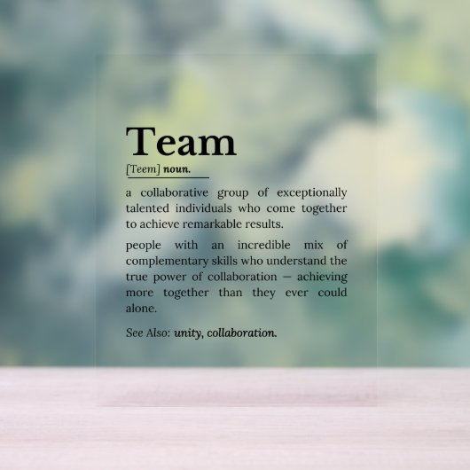 Team Definition – The Power of Collaboration Acrylschild (Neutral)