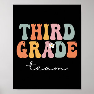 Team der dritten Klasse Retro Groovy Vintage Erste Poster