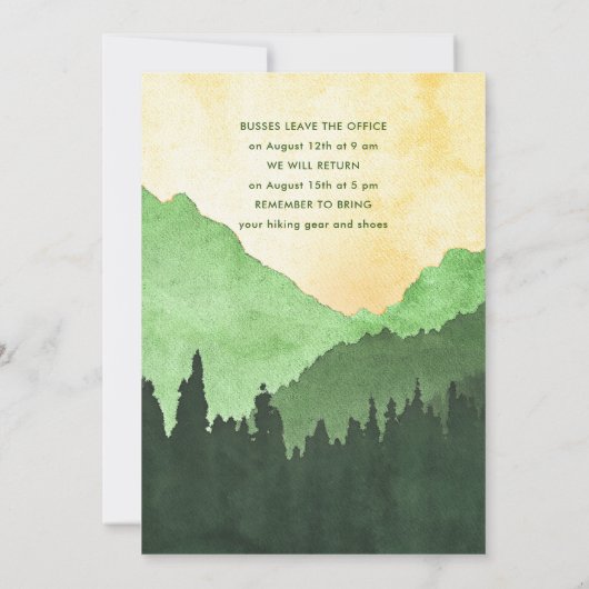 Team der Firma Retreat with Mountains (Green) Einladung (Rückseite)