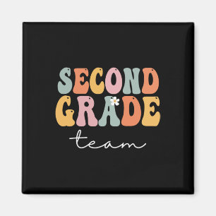 Team der zweiten Klasse Retro Groovy Vintage Erste Magnet
