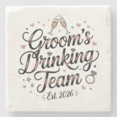 Team des Bräutigams beim Trinken Steinuntersetzer (Vorderseite)