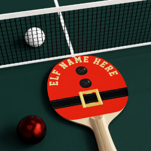 Team Elf Red Santa Monogram Ping Pong Paddle Tischtennis Schläger