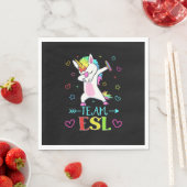 Team Esl Dabbing Unicorn Funny Back to School Gesc Serviette (Beispiel)