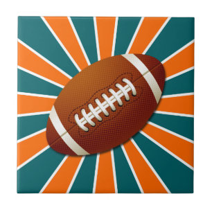 Team färbt Retro orange und aquamarinen Fußball Fliese