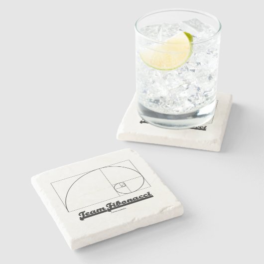 Team Fibonacci (Fibonacci-Spirale) Steinuntersetzer (Seitenansicht)