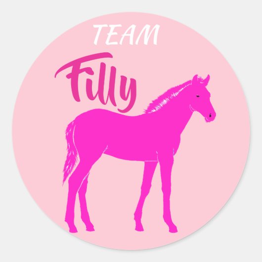 "Team Filly" - Rosa-Gender-Enthüllung Runder Aufkleber (Vorderseite)