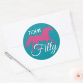 "Team Filly" - Rosa-Gender-Enthüllung Runder Aufkleber (Umschlag)
