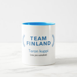 Team Finnland + Name Zweifarbige Tasse