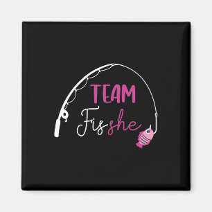Team Fish She Shirt Fishing Gender Offenlegung Par Magnet