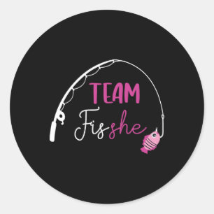 Team Fish She Shirt Fishing Gender Offenlegung Par Runder Aufkleber