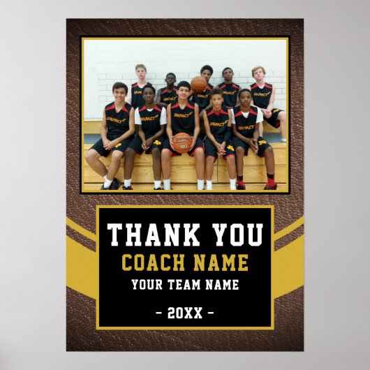 Team-Foto Basketball-Trainer Danke Poster (Vorne)