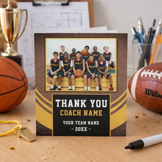 Team-Foto Basketball-Trainer Dankeskarte