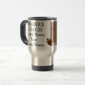 TEAM FOTO und Trainer-NAMENSfußball-Trainer-Tassen Reisebecher (Vorderseite Links)