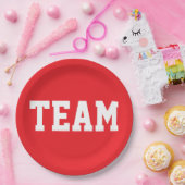 TEAM Fun Sports Athletic White Text On Bright Red Pappteller (Party)