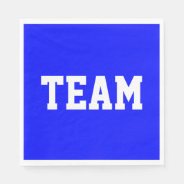 TEAM Fun Sporty White Athletic Text On Bright Blue Serviette