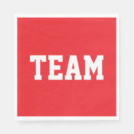 TEAM Fun Sporty White Athletic Text On Bright Red Serviette