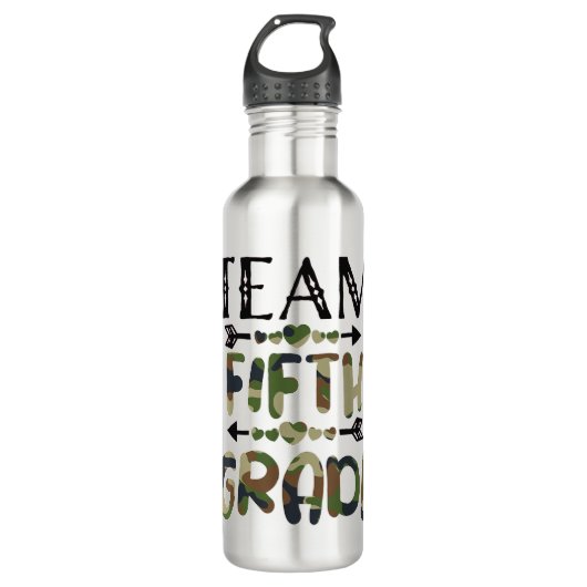 Team Fünfte Klasse zurück zum Schultag Camouflage Edelstahlflasche (Vorderseite)