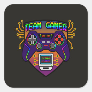 Team Gamer, Retro-Videospiel-Controller Quadratischer Aufkleber