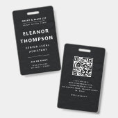 Team Gebäude Black Modern QR Business Ausweis (Vorder- & Rückseite)