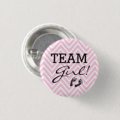 Team Girl Baby Dusche Zickzack Pink Button (Vorne & Hinten)