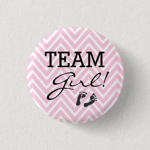 Team Girl Baby Dusche Zickzack Pink Button