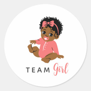 Team Girl Black Gender Reveal Pink Baby Aufkleber
