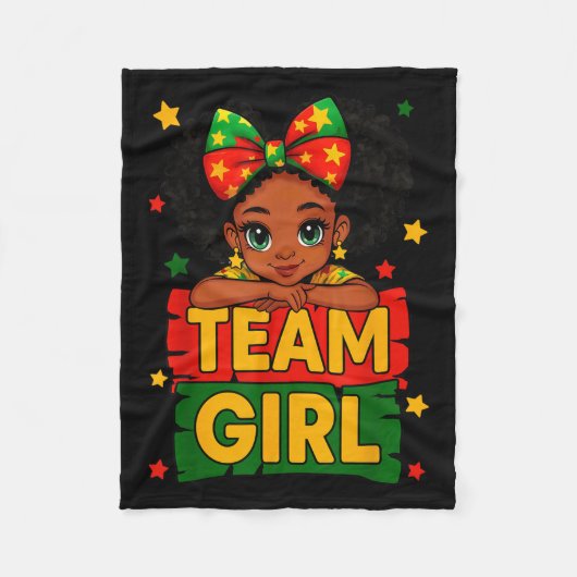 Team Girl Black Kids Gender Reveal Baby Ankündigun Fleecedecke (Vorderseite)