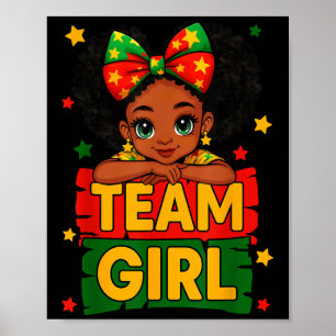 Team Girl Black Kids Gender Reveal Baby Ankündigun Poster